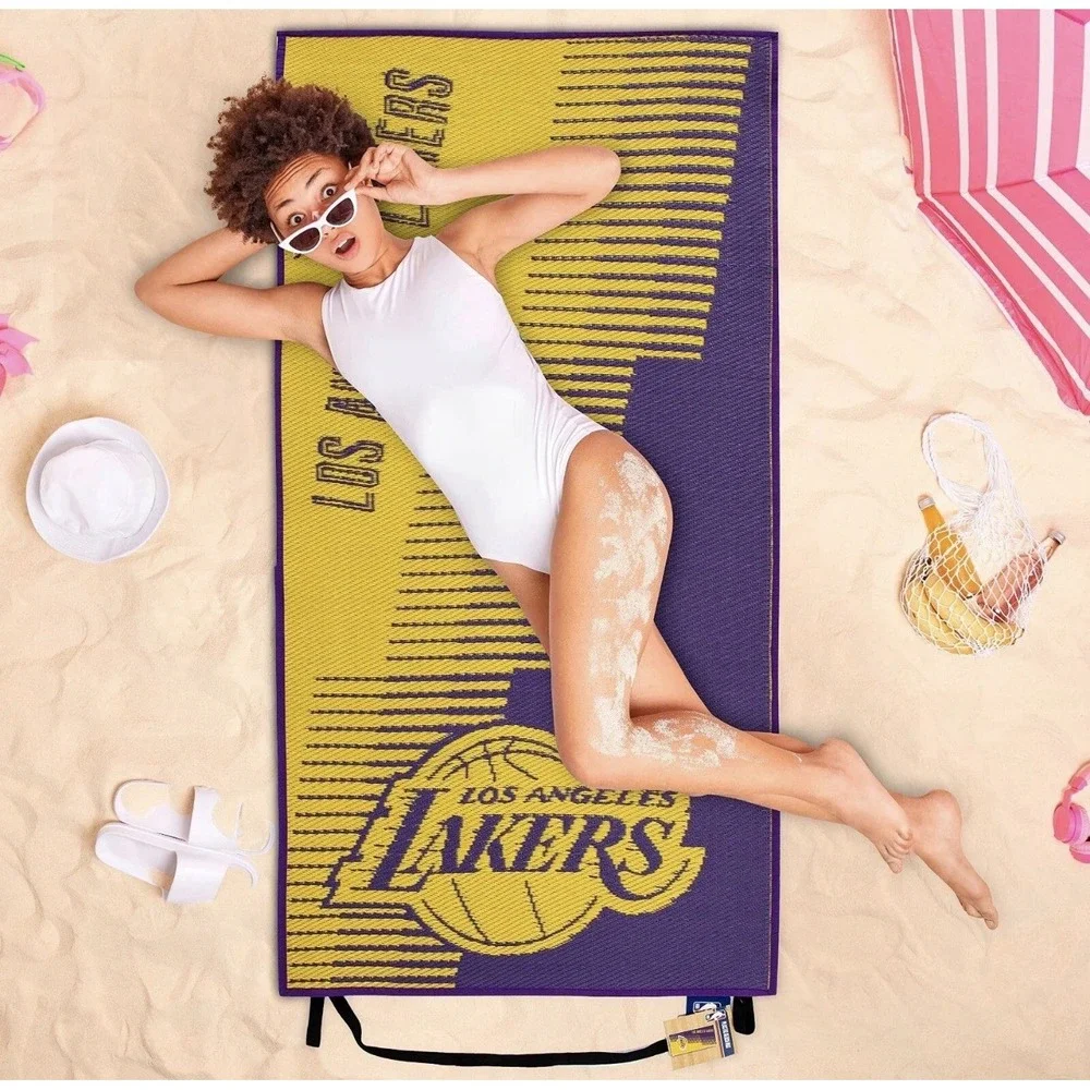 NBA Los Angeles Lakers LA Plastic Summer Beach Mat‎ 35x70 Basketball NWT RARE